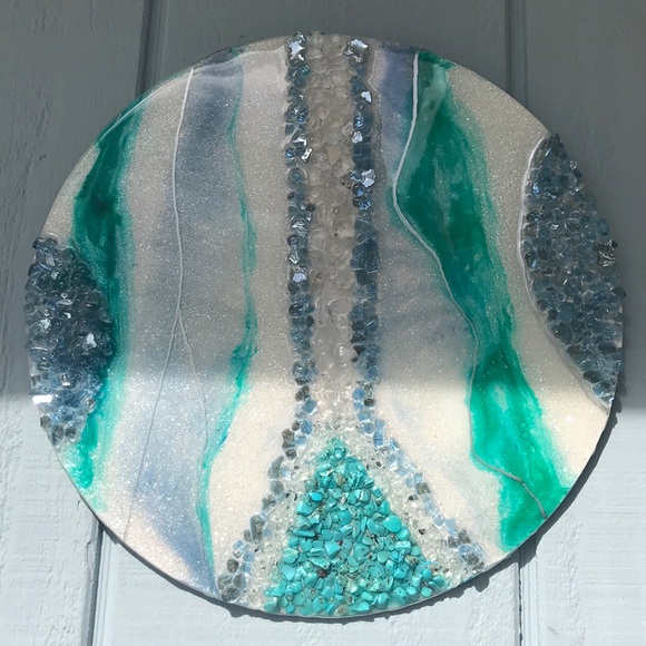 Ocean Inspired Real Crystal Epoxy Abstract Art - Picture 3 of 8